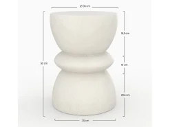 Mesa auxiliar redonda blanca en fibra de arcilla efecto cemento D35 cm - Maupiti