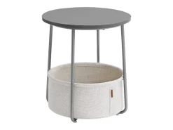 Mesa auxiliar redonda con cesta de almacenamiento - H51 cm