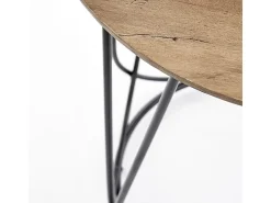Mesa auxiliar redonda con tablero de aspecto nogal y base de diseño Bocage de acero negro
