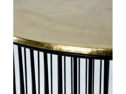 Mesa auxiliar redonda de metal negro y dorado Cirade