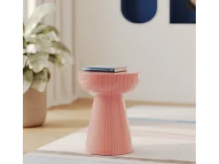 Mesa auxiliar redonda de metal rosa - Sidonie