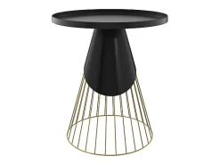 Mesa auxiliar redonda de metal negro y latón D45 cm - Corry