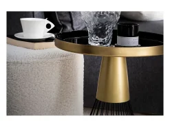 Mesa auxiliar redonda de acero lacado mostaza y dorado 41 cm diám. SPLEEN