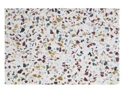 Mesa auxiliar redonda de terrazo y metal dorado 40 cm diám. MEZZO