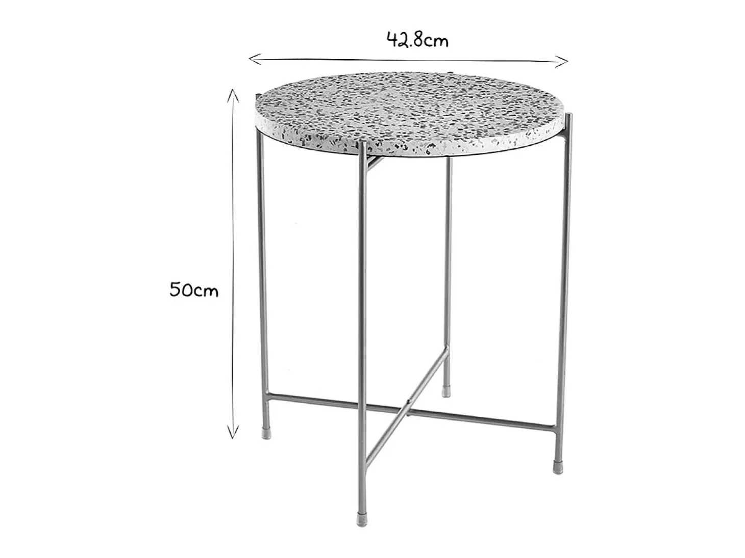Mesa auxiliar redonda de terrazo y metal dorado 40 cm diám. MEZZO