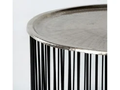Mesa auxiliar redonda de metal negro y plateado Cirade