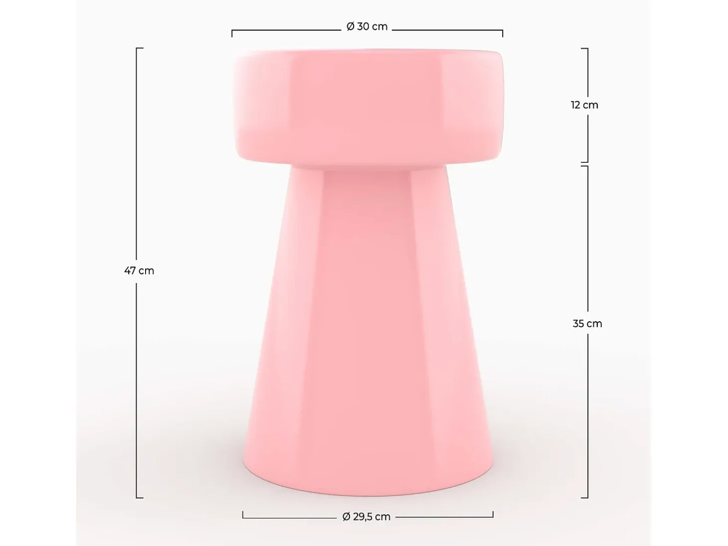 Mesa auxiliar redonda de metal rosa - Athéna