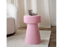 Mesa auxiliar redonda de metal rosa - Athéna