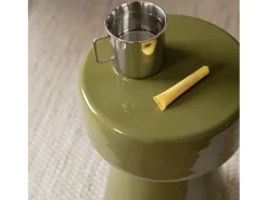 Mesa auxiliar redonda de metal verde - Athéna