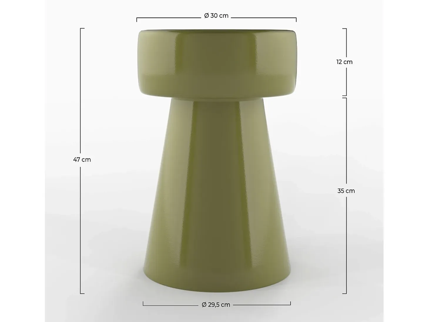 Mesa auxiliar redonda de metal verde - Athéna