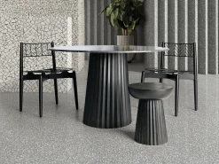 Mesa auxiliar redonda Lial de mango macizo negro D 38 cm