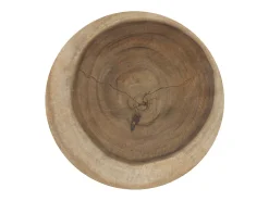 Mesa auxiliar redonda negra en madera de suar D35cm - Janah