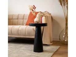 Mesa auxiliar redonda negra en madera de suar D35cm - Janah