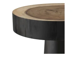 Mesa auxiliar redonda negra en madera de suar D35cm - Janah