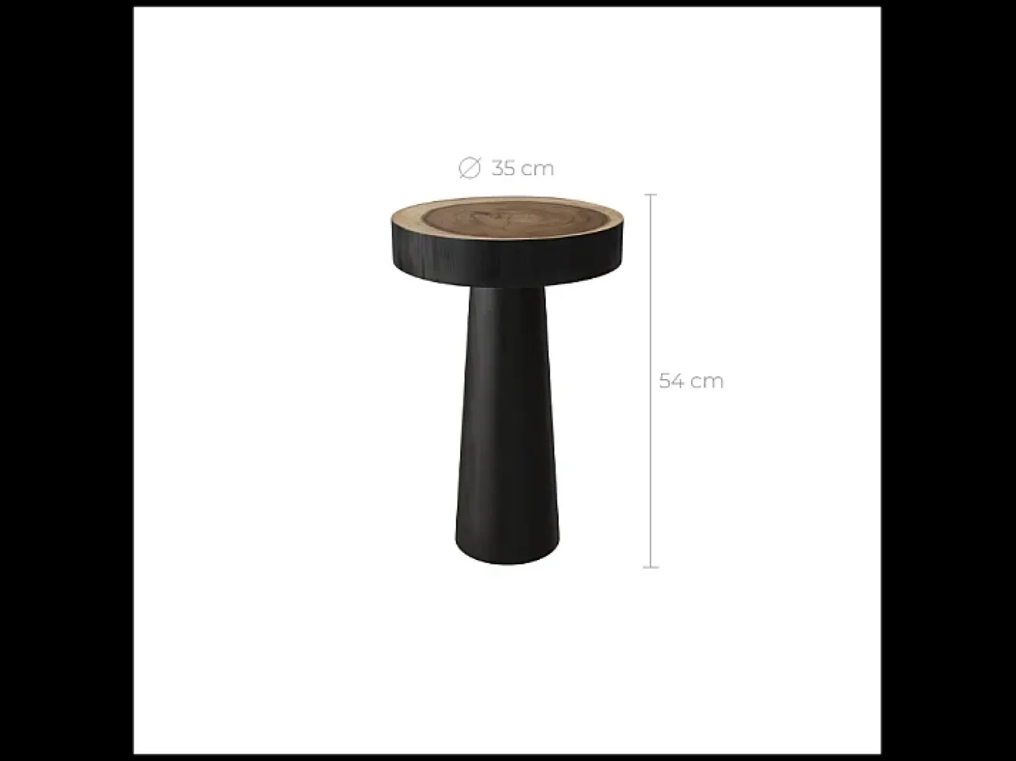 Mesa auxiliar redonda negra en madera de suar D35cm - Janah