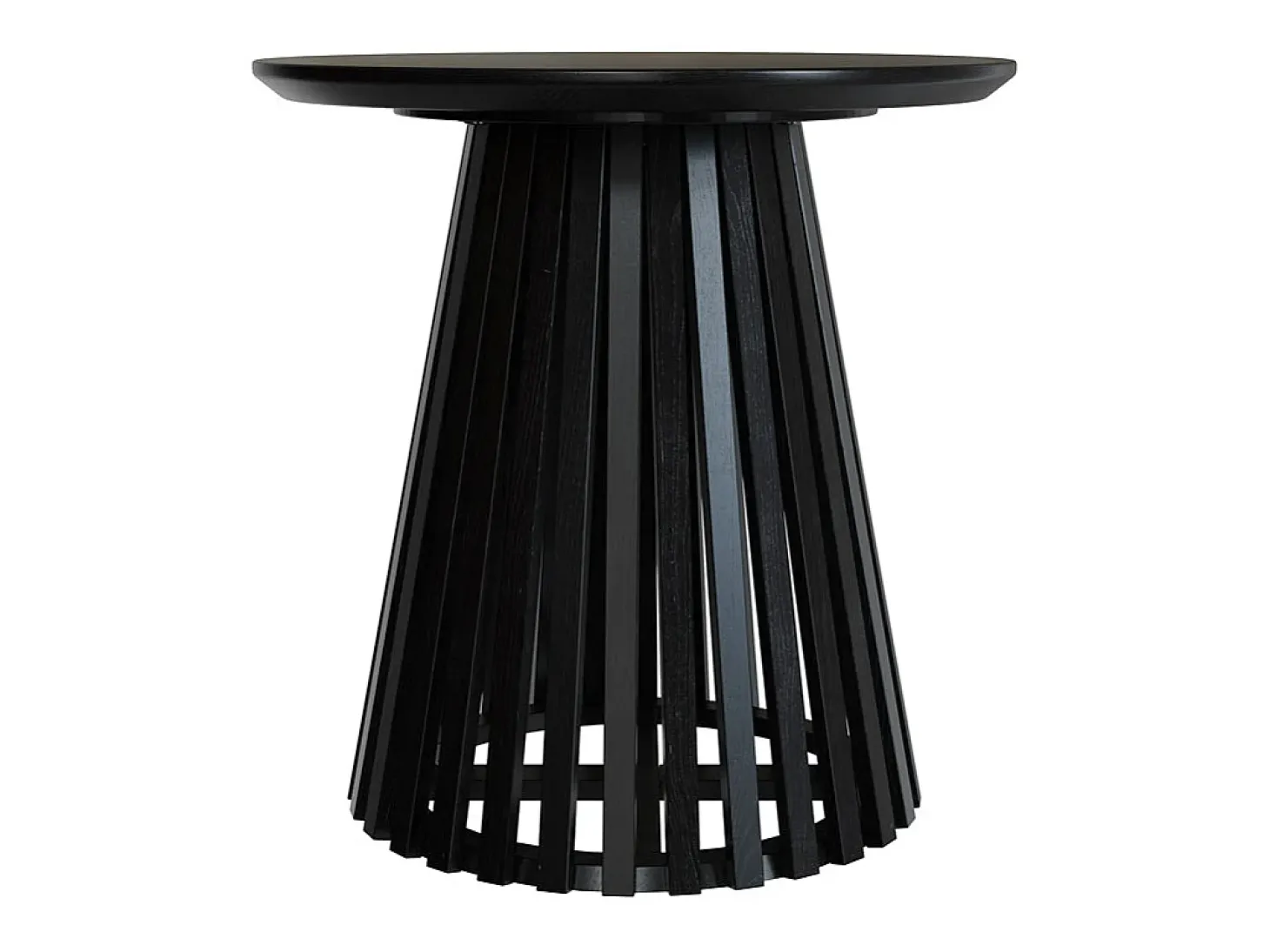 Mesa auxiliar redonda negra de madera de acacia D50 cm - Képès