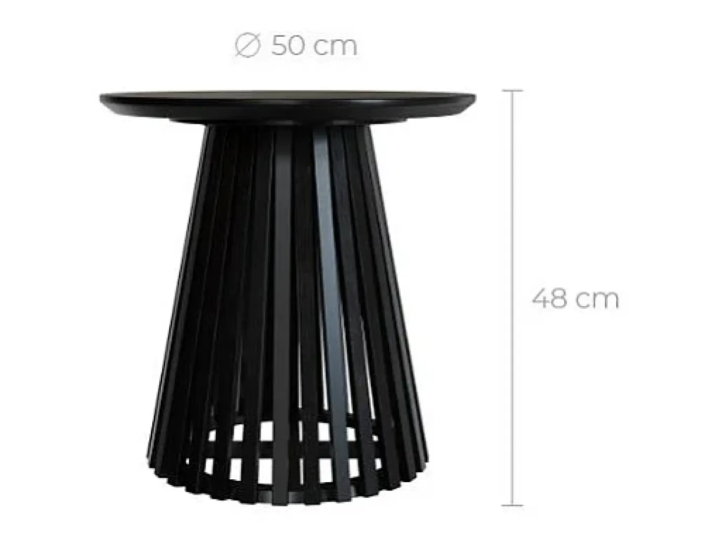 Mesa auxiliar redonda negra de madera de acacia D50 cm - Képès