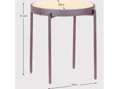 Mesa auxiliar retro con detalles en ratán natural (46cm) - North - Negro