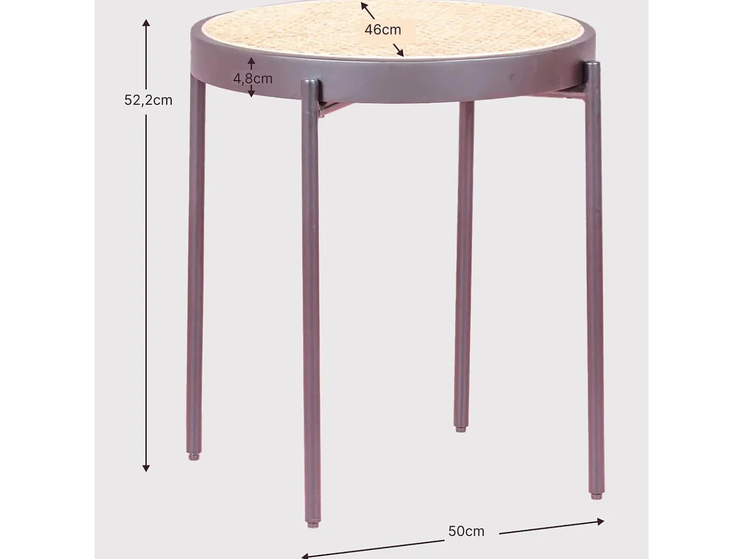 Mesa auxiliar retro con detalles en ratán natural (46cm) - North - Negro