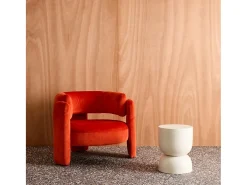 Mesa auxiliar, rincón de sofá, mesita metal ø32 x h42cm crema