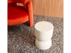 Mesa auxiliar, rincón de sofá, mesita metal ø32 x h42cm crema