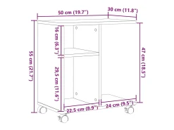 Mesa Auxiliar Roble negro 50 x 30 x 55 cm Madera contrachapada