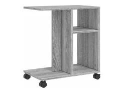 Mesa auxiliar ruedas madera ingeniería gris Sonoma 50x30x55 cm