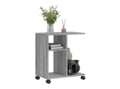 Mesa auxiliar ruedas madera ingeniería gris Sonoma 50x30x55 cm