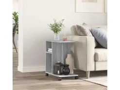 Mesa auxiliar ruedas madera ingeniería gris Sonoma 50x30x55 cm