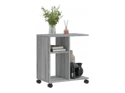 Mesa auxiliar ruedas madera ingeniería gris Sonoma 50x30x55 cm ES230717