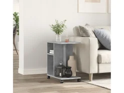 Mesa auxiliar ruedas madera ingeniería gris hormigón 50x30x55cm ES813733