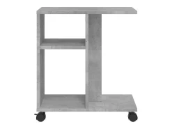 Mesa auxiliar ruedas madera ingeniería gris hormigón 50x30x55cm ES813733