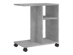 Mesa auxiliar ruedas madera ingeniería gris hormigón 50x30x55cm