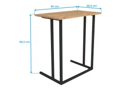 Mesa Auxiliar Salón Negro Roble Safir 60x65x36 cm