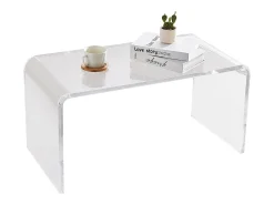 Mesa Auxiliar SucceBuy de Acrílico en Forma de C SucceBuy Mesa Auxiliar Transparente Altura de 41CM