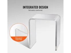Mesa Auxiliar SucceBuy en Acrílico en Forma de C, Lúcite Transparente para Salón y Oficina