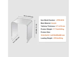 Mesa Auxiliar SucceBuy en Acrílico en Forma de C, Lúcite Transparente para Salón y Oficina