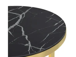 Mesa auxiliar vidrio templado mármol negro y dorado 45 cm