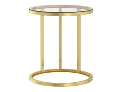Mesa auxiliar vidrio templado transparente y dorado 45 cm