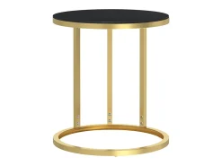 Mesa auxiliar vidrio templado negro y dorado 45 cm ES888776