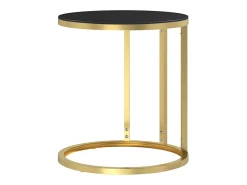 Mesa auxiliar vidrio templado negro y dorado 45 cm ES888776