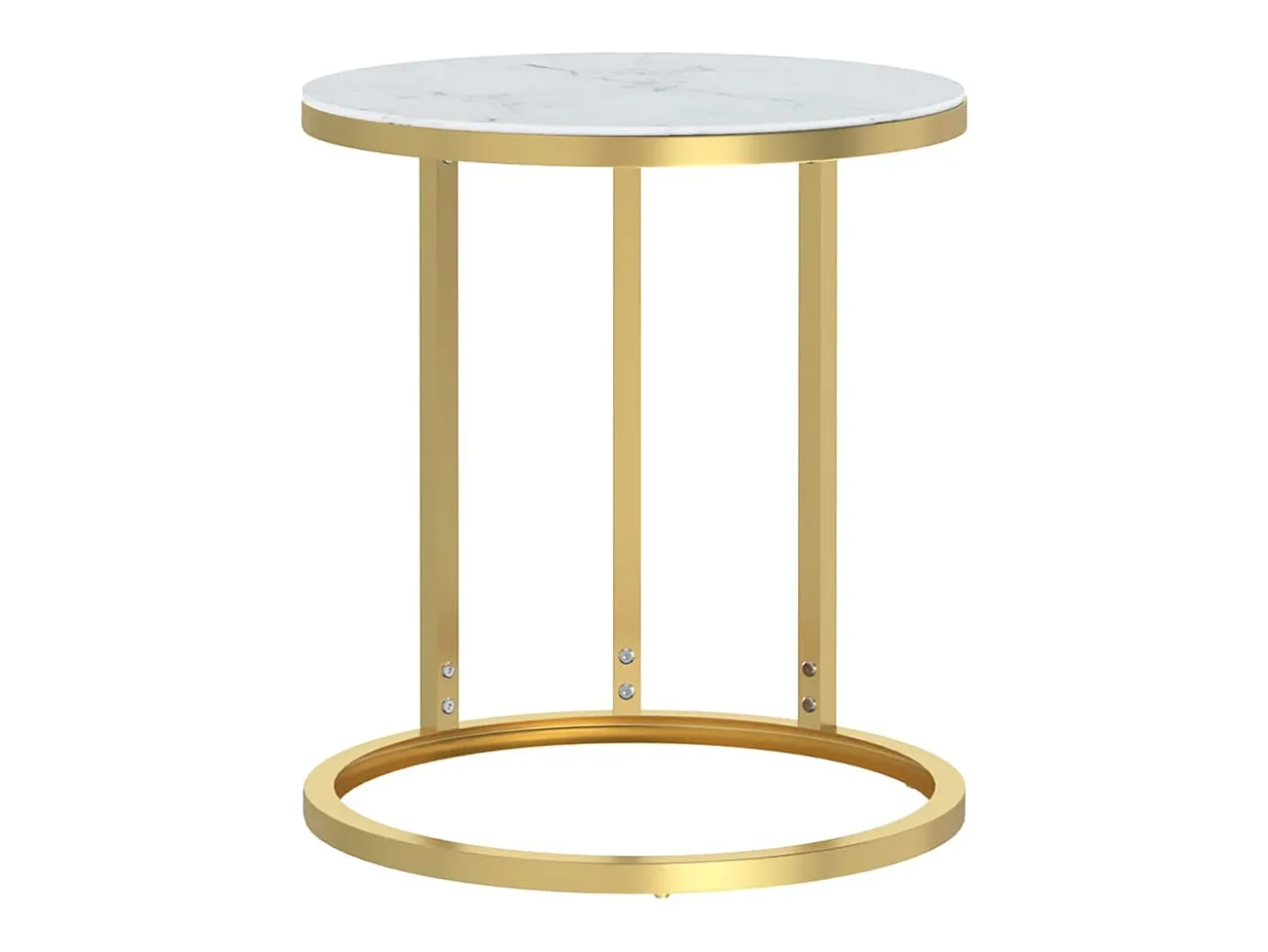 Mesa auxiliar vidrio templado dorado y mármol blanco 45 cm ES325432