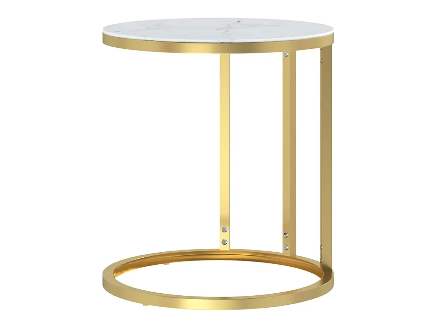 Mesa auxiliar vidrio templado dorado y mármol blanco 45 cm ES325432