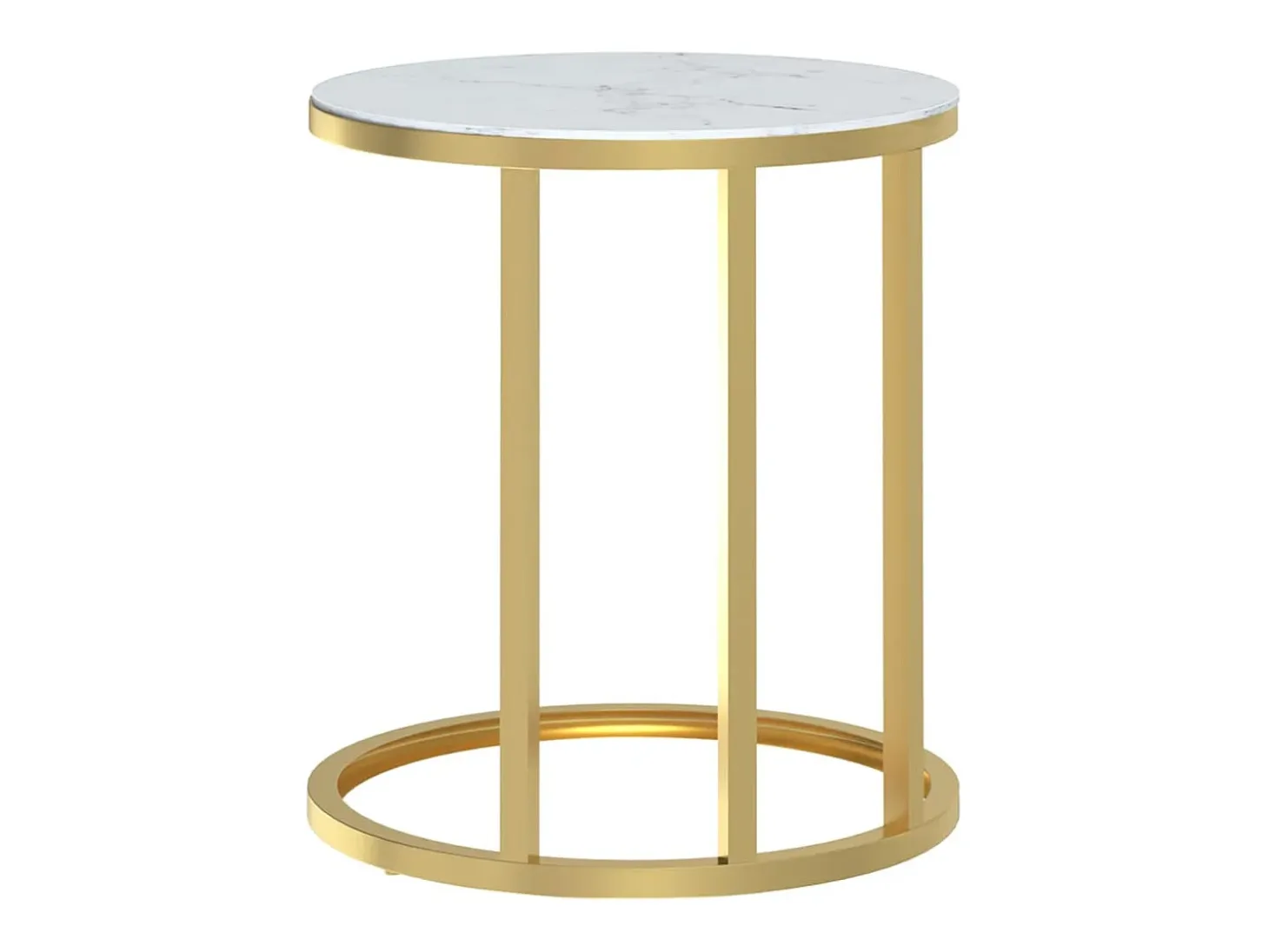 Mesa auxiliar vidrio templado dorado y mármol blanco 45 cm ES325432