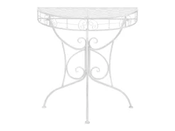 Mesa auxiliar vintage metal semicircular 72x36x74 cm plateada