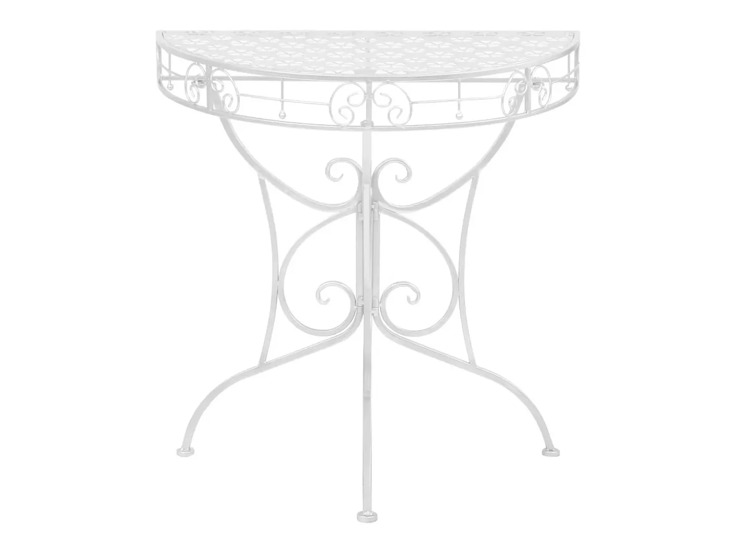 Mesa auxiliar vintage metal semicircular 72x36x74 cm plateada