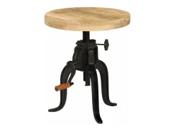 Mesa auxiliar 45x(45-62) cm madera de mango y hierro fundido