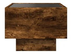 Mesa auxiliar y LED madera ingeniería roble ahumado 40x40x30 cm