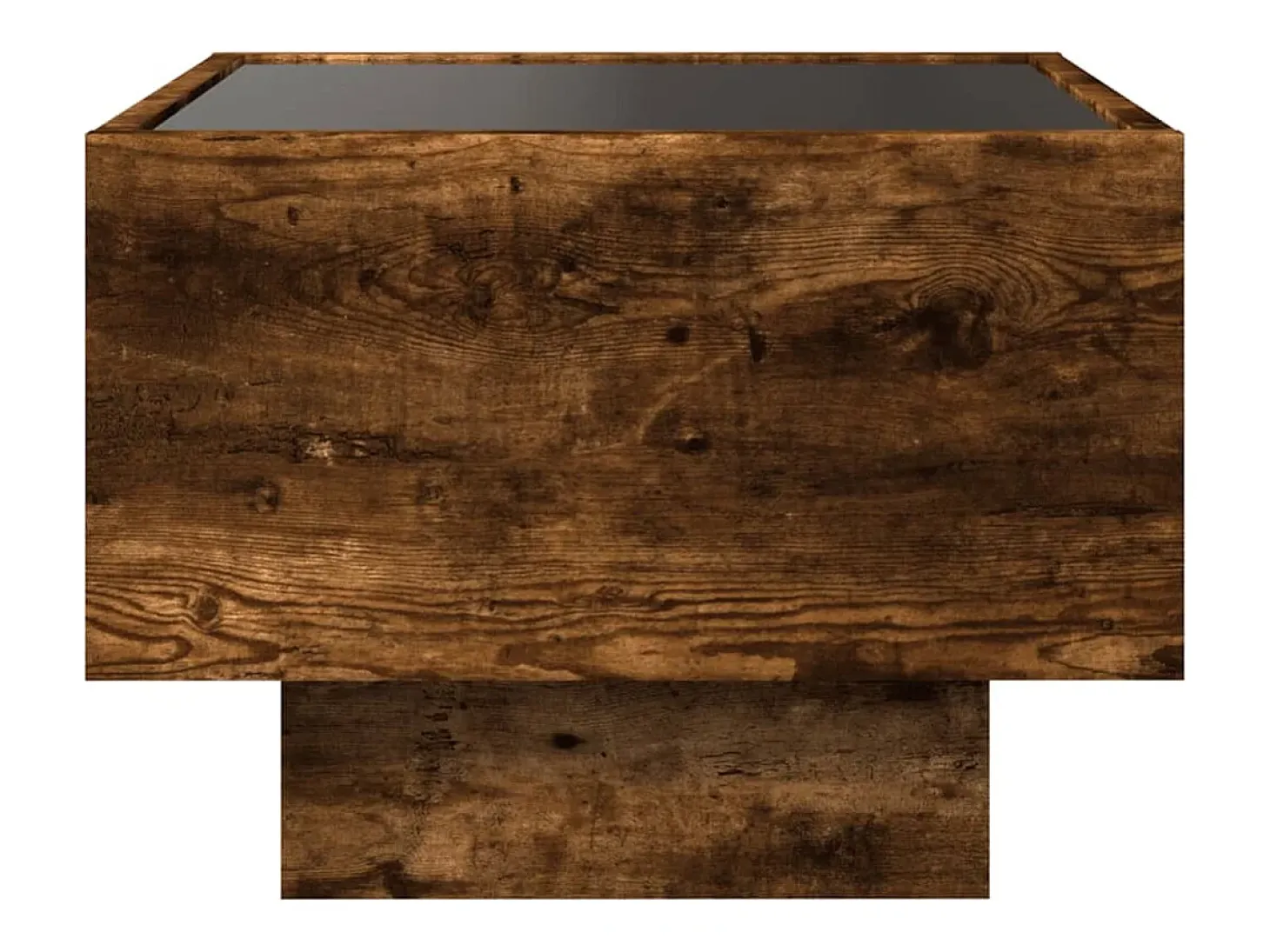 Mesa auxiliar y LED madera ingeniería roble ahumado 40x40x30 cm