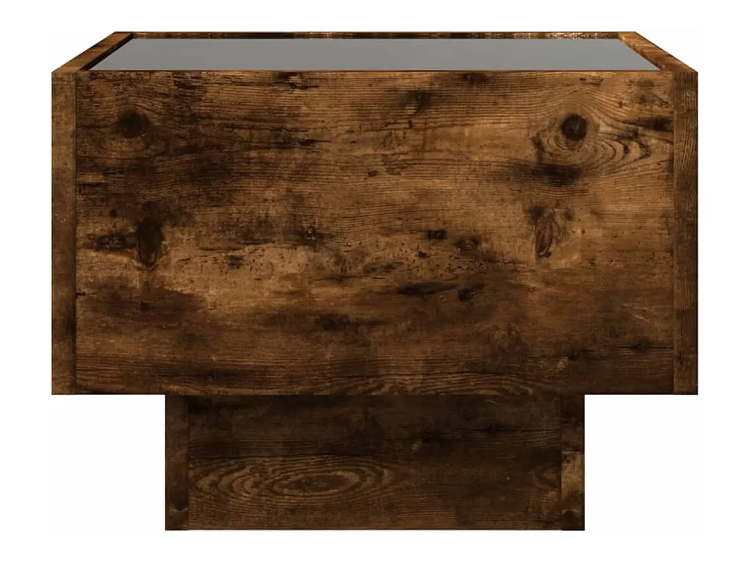 Mesa auxiliar y LED madera ingeniería roble ahumado 40x40x30 cm